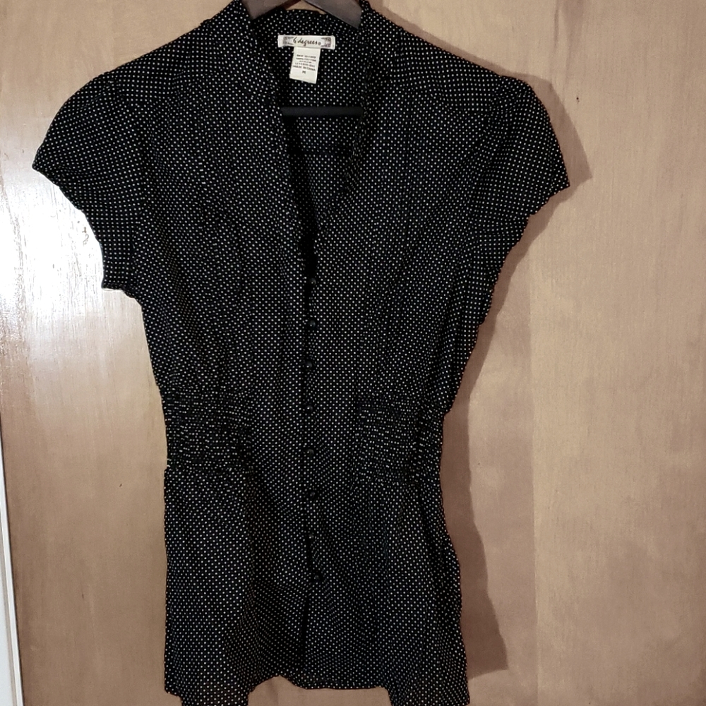 Black & white polka dot button up blouse